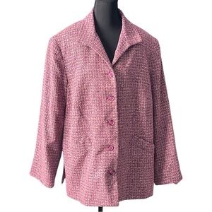 Norton McNaughton Blazer Women's Pink Tweed Classic Button Front Career Wear 16W